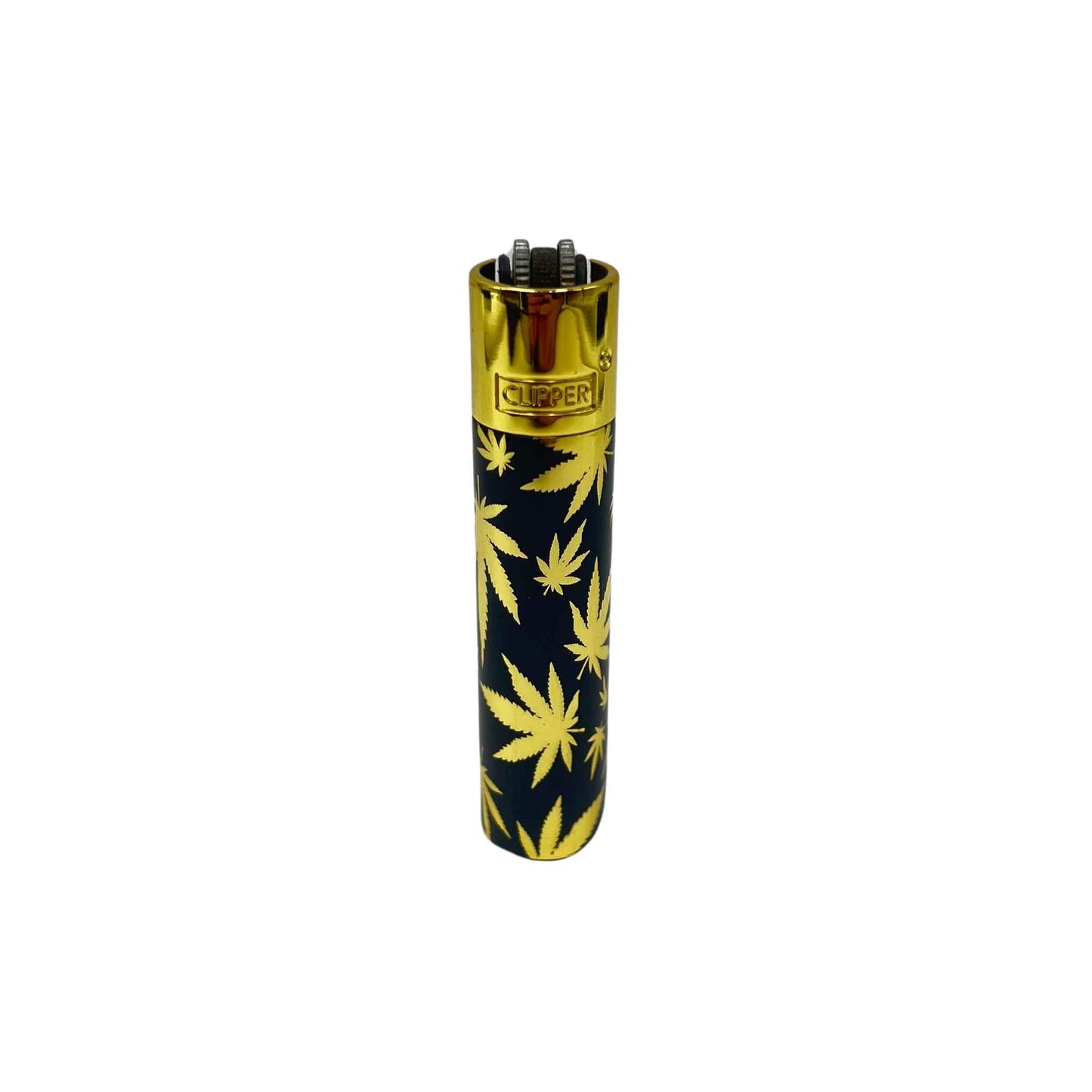 Briquet Clipper en métal - Feuille d'or (image 1)
